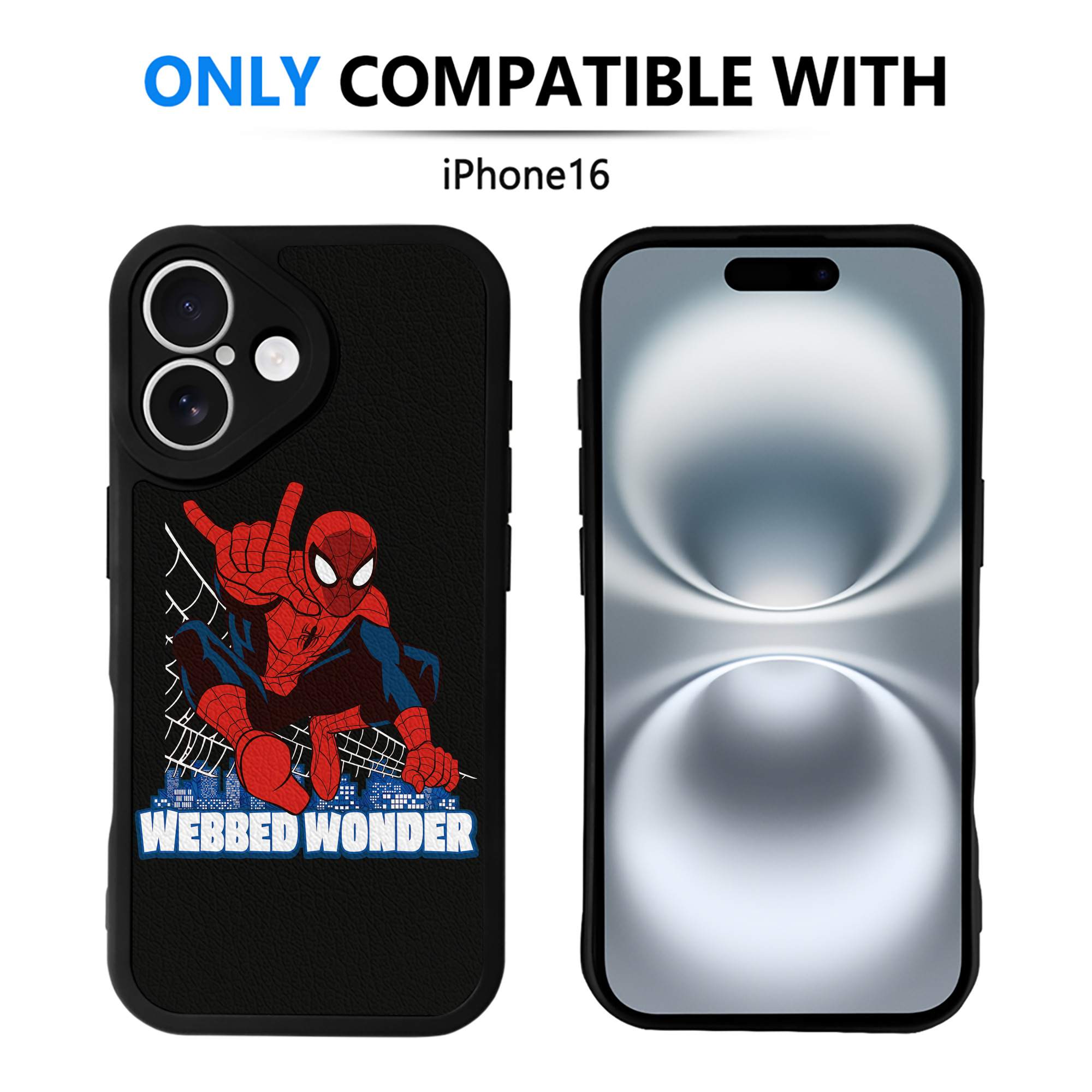 （画像用） Spider Man スパイダーマン 【iPhone 16シリーズ対応】シリコンスマホケース（レザー調） 材質：シリコン